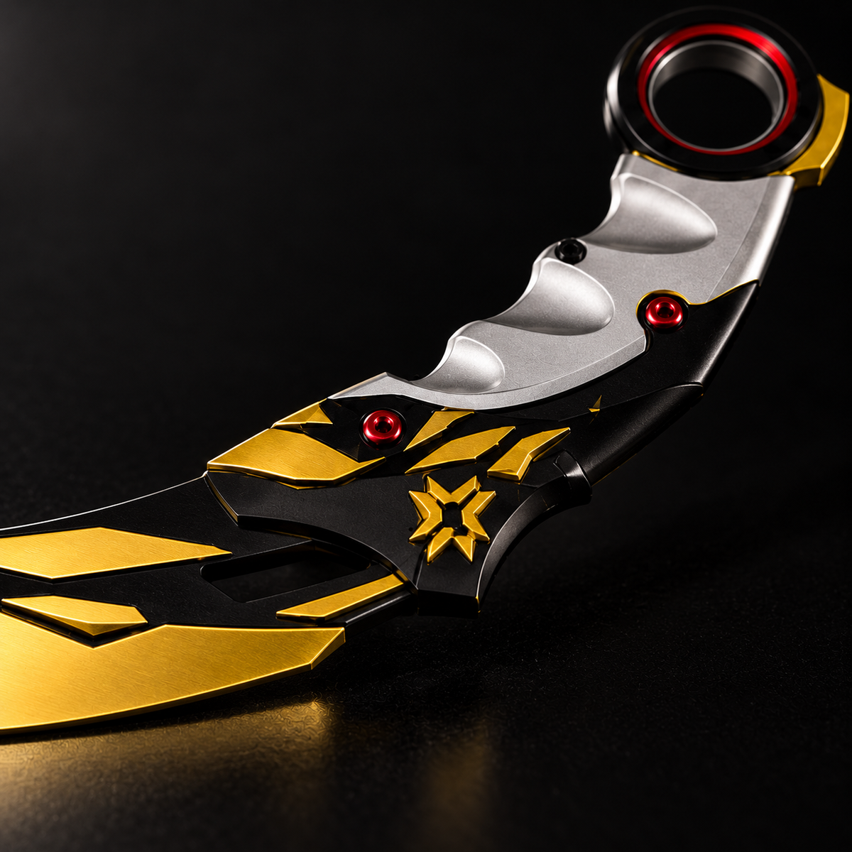 Champions 2021 Karambit close-up showing gold curved blade and detailed handle