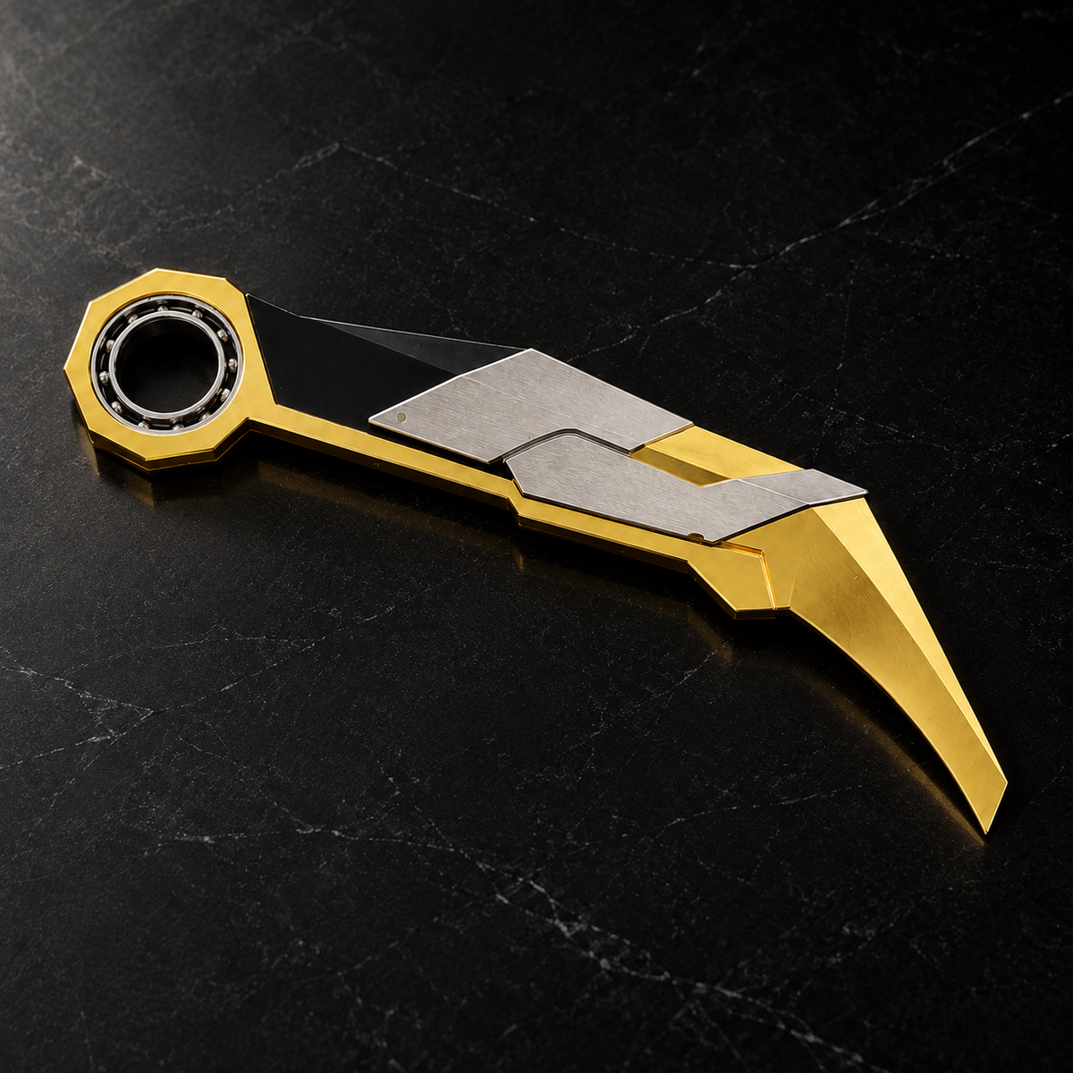 Prime Karambit alternate angle on dark tabletop
