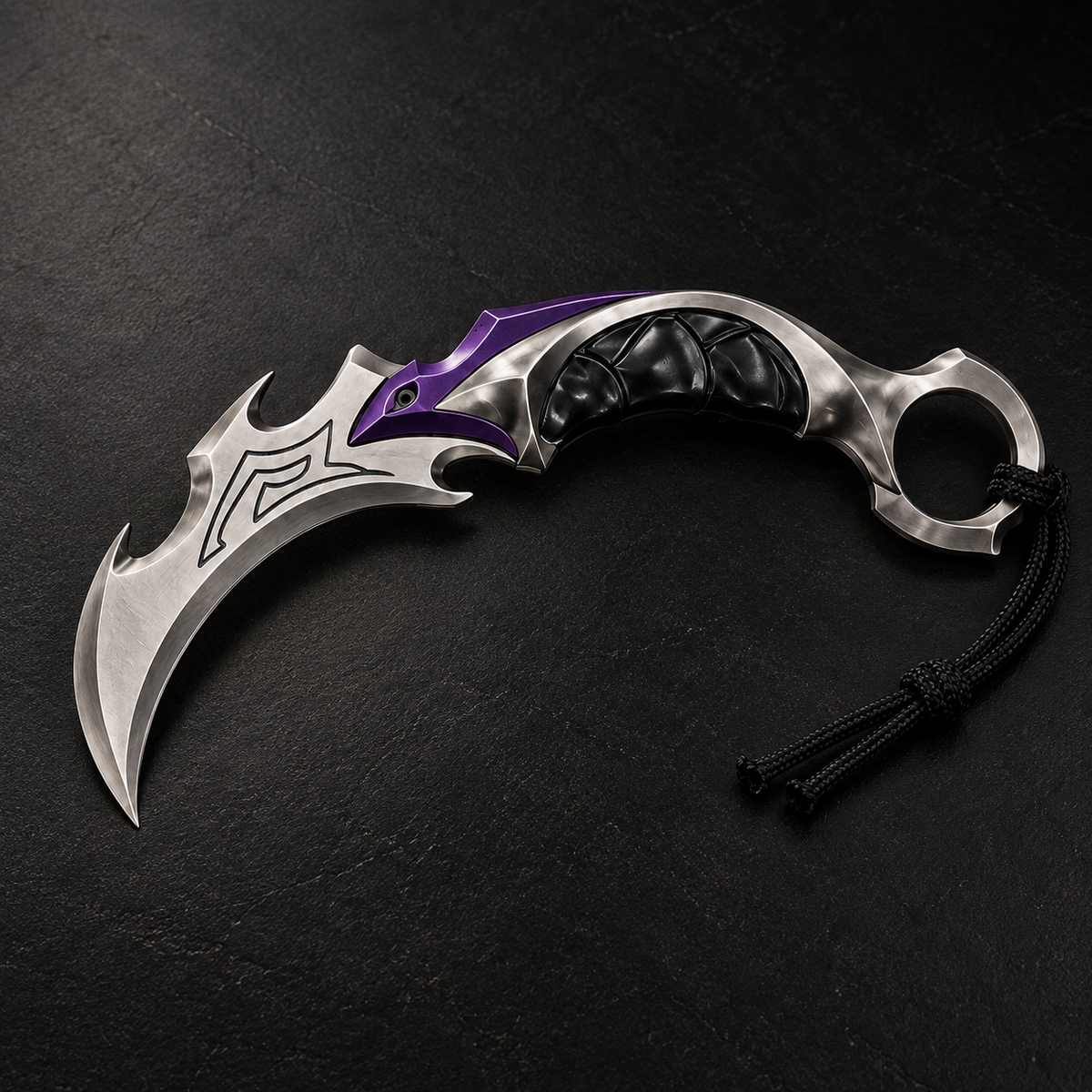 Reaver Karambit alternate angle on dark tabletop