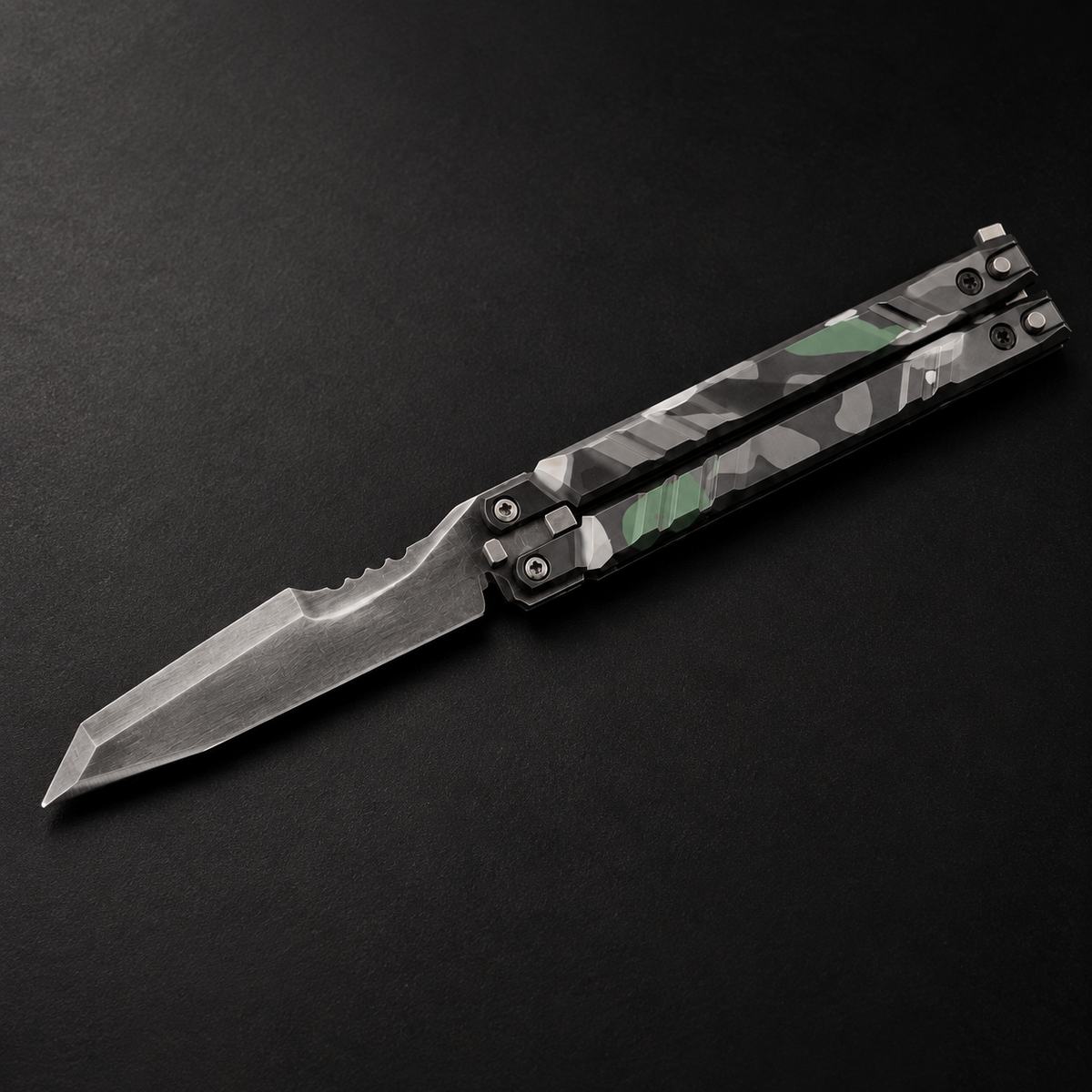 Recon Butterfly alternate angle on dark tabletop